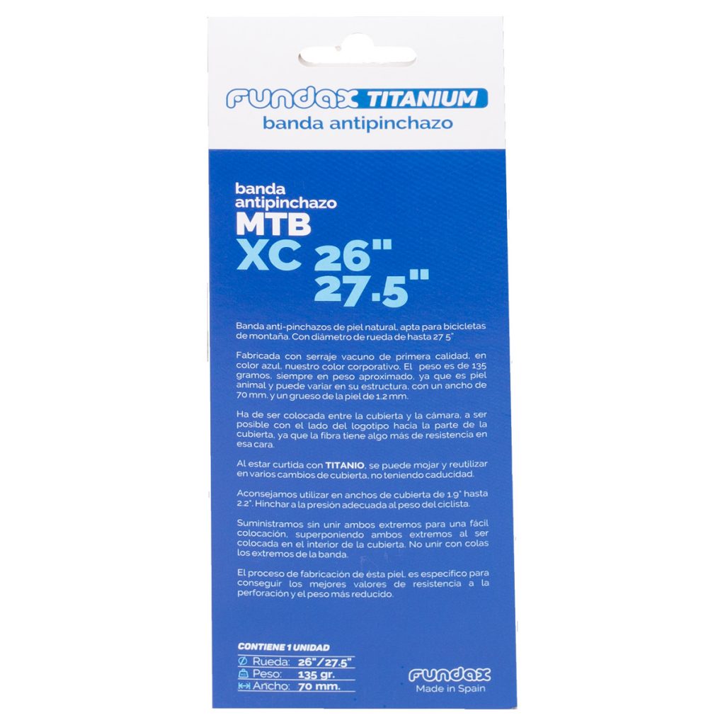 FUNDAX XC Anti-Platt Schlauchschutz Aus Rindsleder (blau): Für 26" & 27,5" MTB-Reifen, Breite 70 Mm, Wiederverwendbar